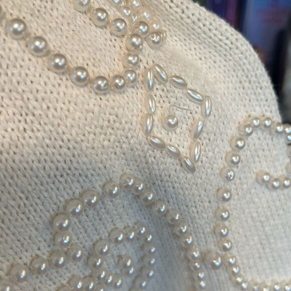 Vintage 1994 SML Sport Ltd. Cream Beaded Sleeveless Vest Cardigan Small - Picture 7 of 7